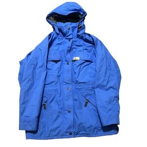 Vintage Mountain Equipment Co-op MEC Gore-Tex Blue Hooded Rain Jacket Womens XL